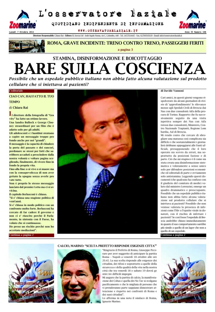 L'osservatore d'Italia edizione del 7 Ottobre 2013